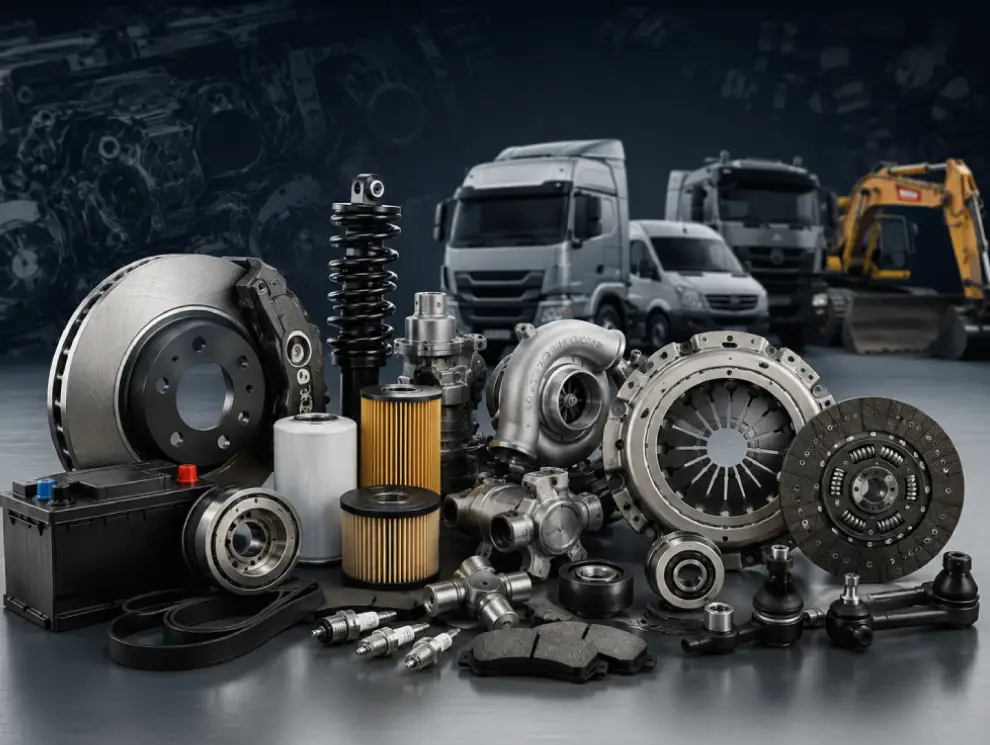 Automotive solutions featuring commercial vehicle parts, heavy equipment components, and industrial auto spare parts supplied by Singh Traders.